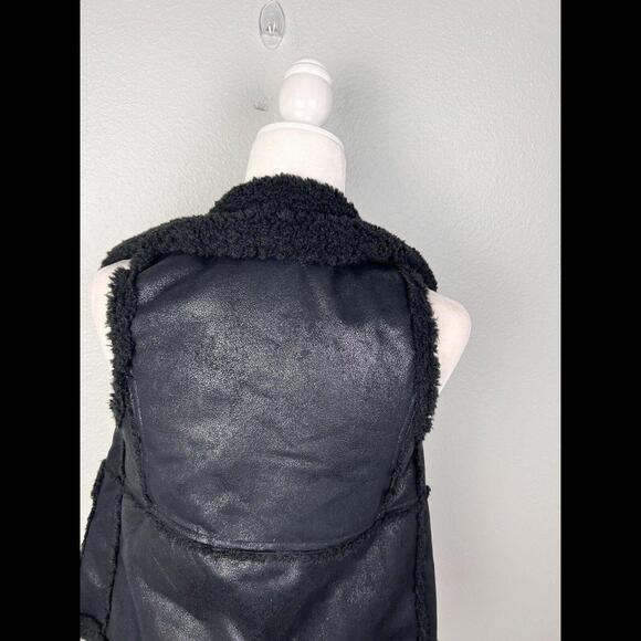 Splendid Girls Size 12 Black Vest Open Front NWT Fleece Lined - Picture 5 of 8